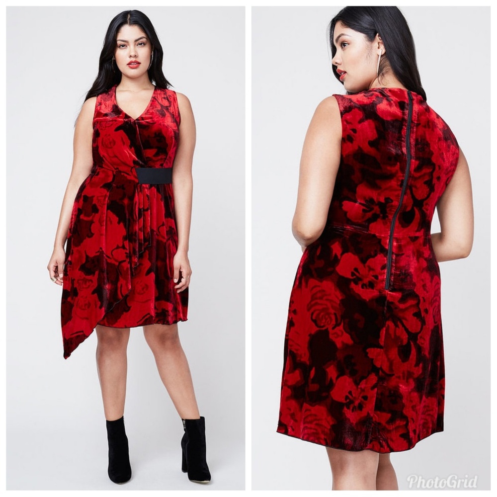 RACHEL ROY Red Draped Velvet Dress